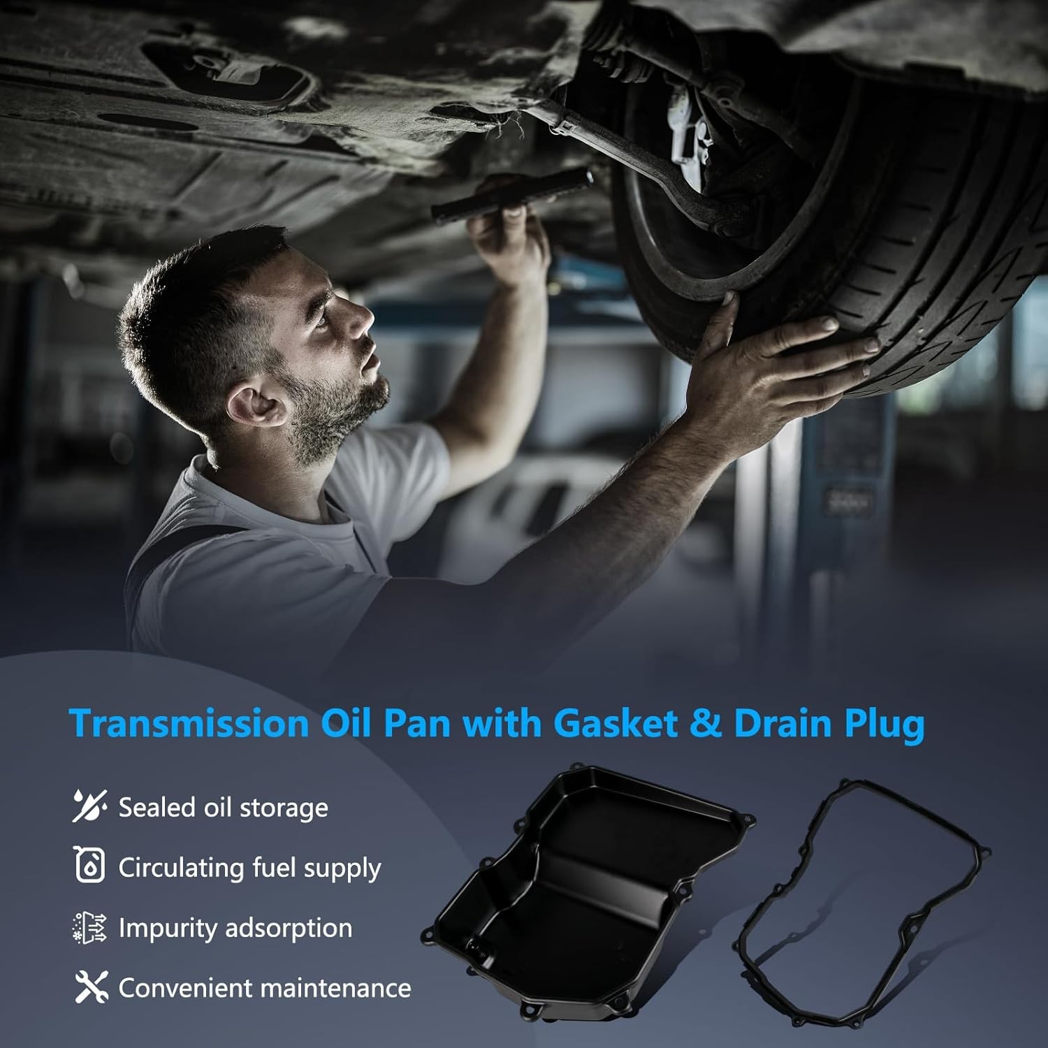 OTO-K Transmission Oil Pan with Drain Plug and Gasket Compatible with Volkswagen