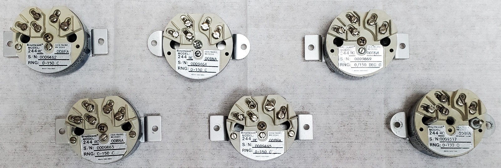Rosemount 244RC RTD Temperature Transmitter Range: 0-150 deg C (Lot of 6)