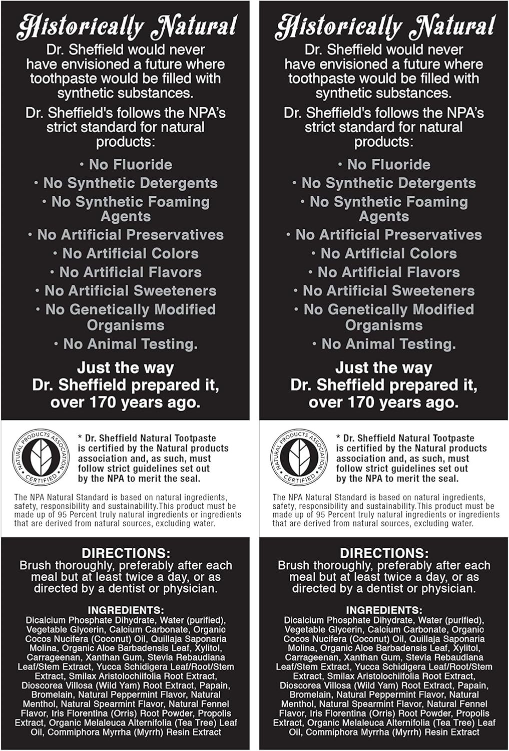 Dr. Sheffield’s Certified Natural Toothpaste (Extra-Whitening) - (2-Pack)