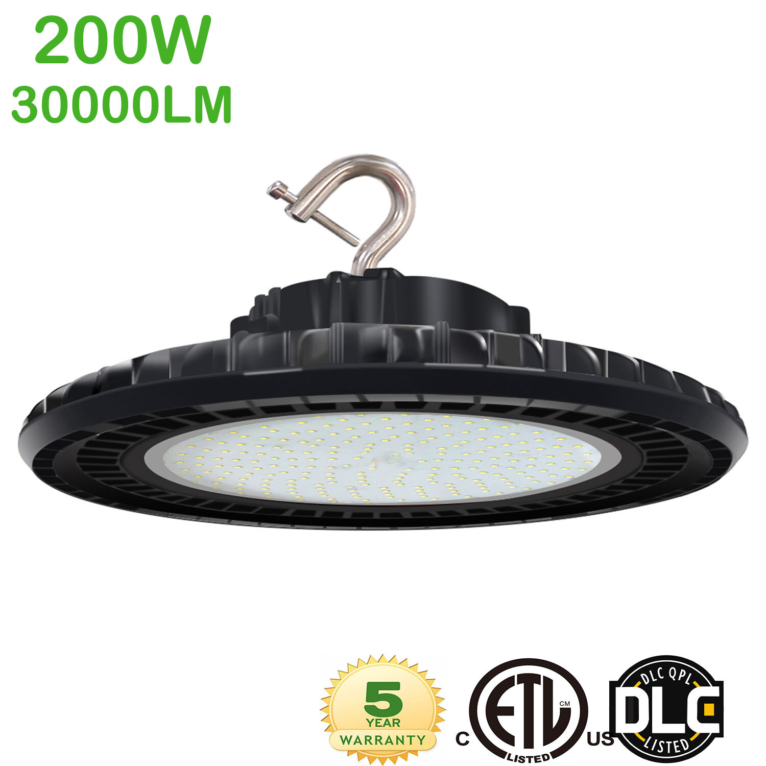 200W LED Dimmable UFO High Bay Light, LED Workshop High Bay 600W HPS/HID Equiv.