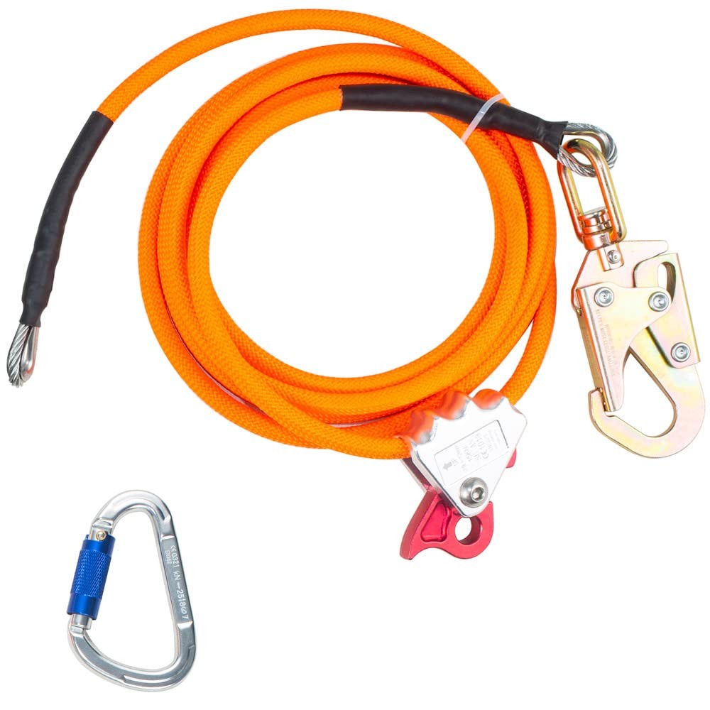 1/2 x 8' Steel Core Flipline Kit, Adjustable Lanyard Steel Core Tree Climbing Ha