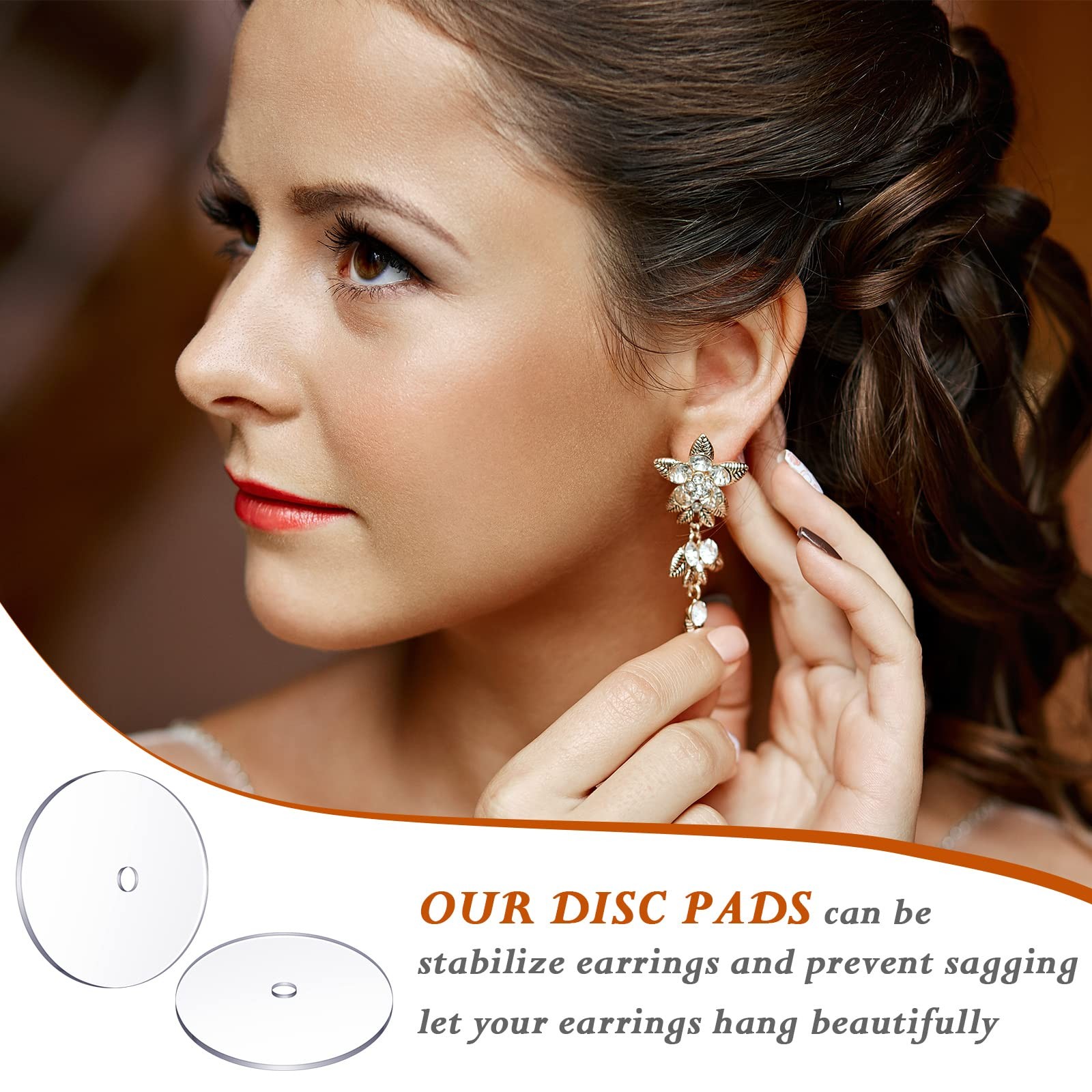 WILLBOND 200 Pcs Clear Disc Pads to Stabilize Earrings, Plastic Discs
