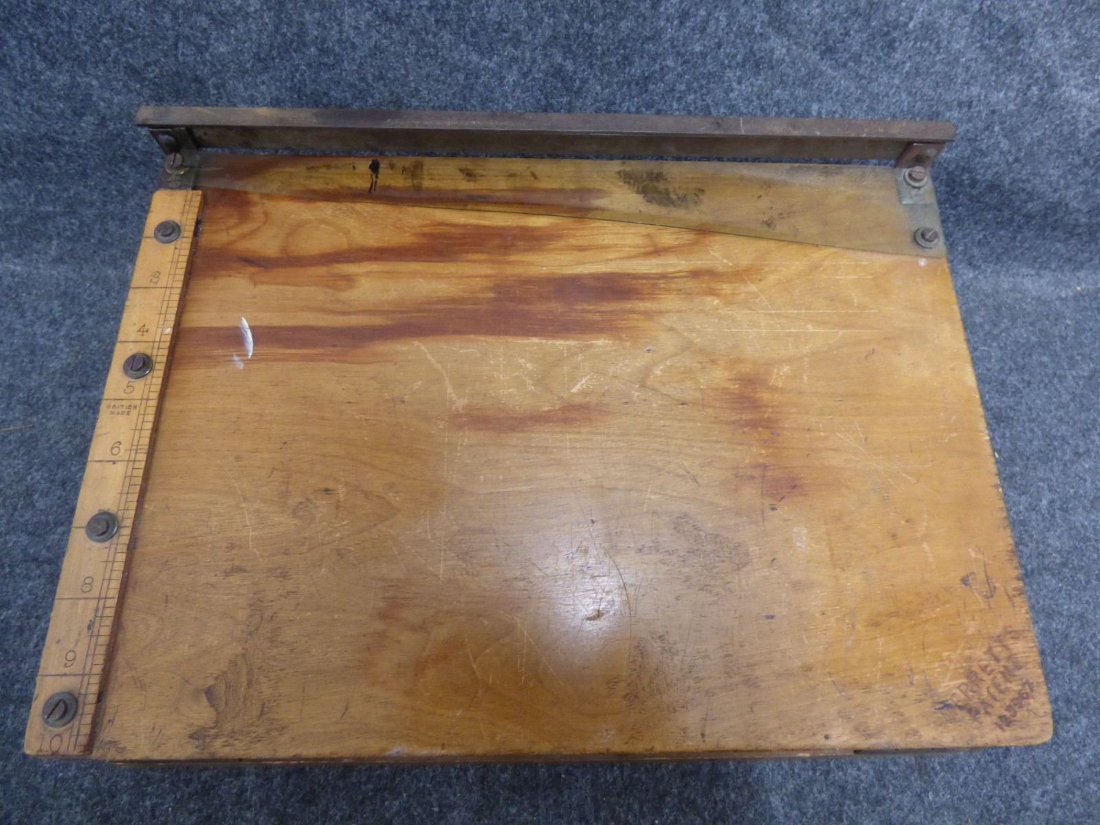 Vintage Heavy Wooden drawing board & Paper Guillotine by Merretts -patent 123967