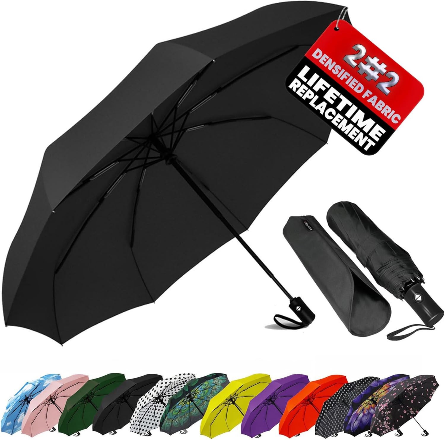 SIEPASA Windproof Travel Compact Umbrella-Automatic Umbrellas for Rain-Compact F