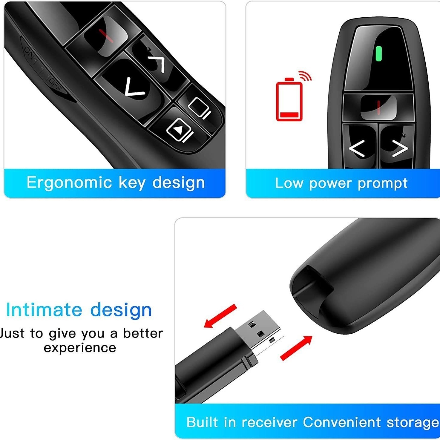 2.4 GHz RF USB Wireless Red Laser Pointer Pen PPT Presentation Remote Control
