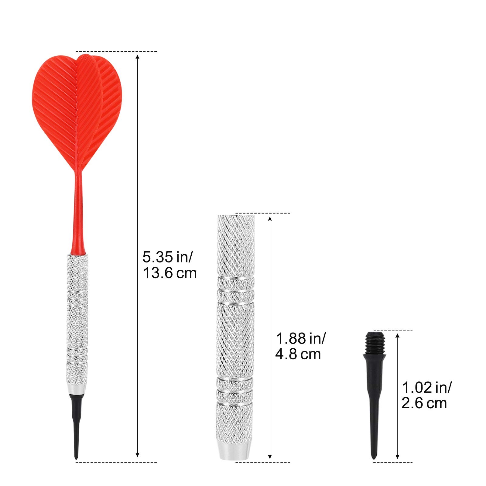 Accmor 12 Pack Soft Tip Darts, Bar Dart, Plastic gold-shape B darts tips