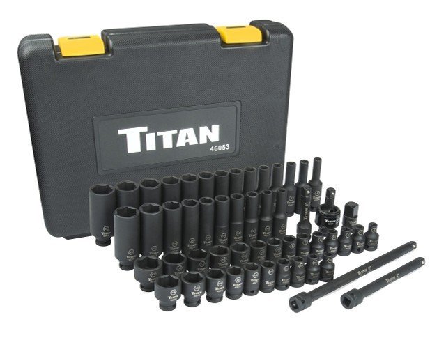 Titan Tools 53 pc. 1/4 in. Drive SAE and Combination Impact Socket Set (46053)