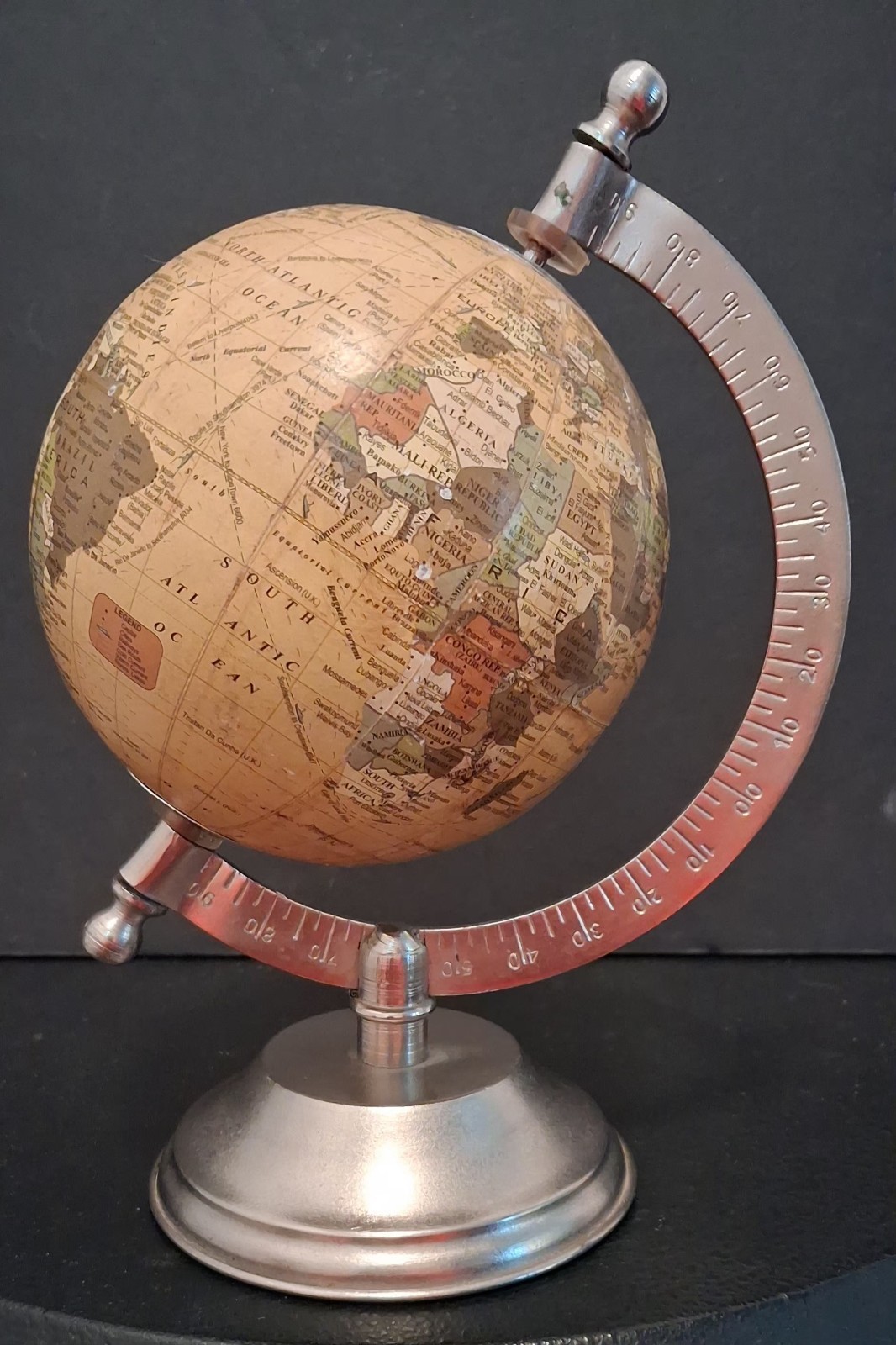 4" World Globe 1:163,000,000 Scale - India - Rotating