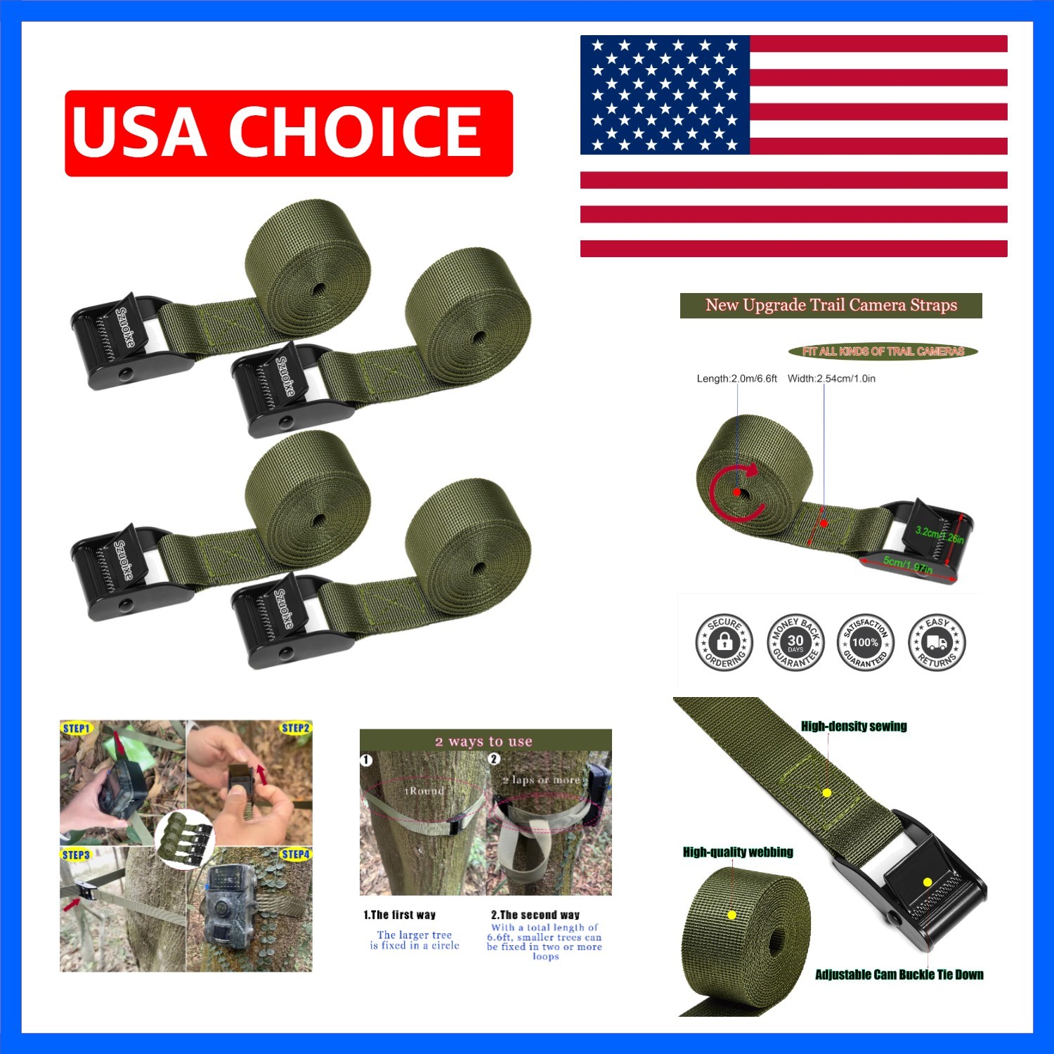 Heavy Duty Trail & Game Camera Mount Straps Belts Hunting Camera Tree Mountin...