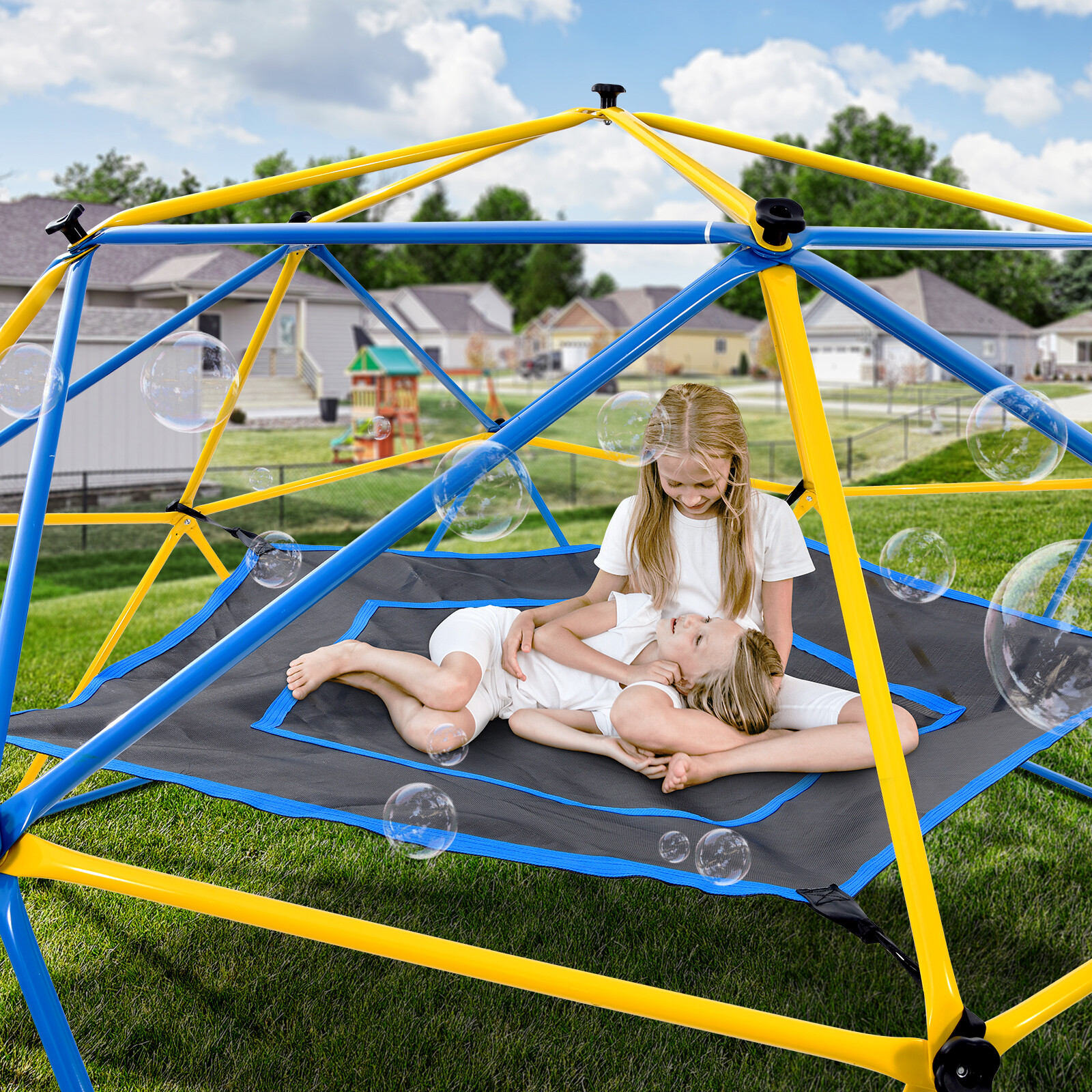 10ft Climbing Dome Monkey Bars Jungle Gym for Toddler with Hammock Climbing Toys