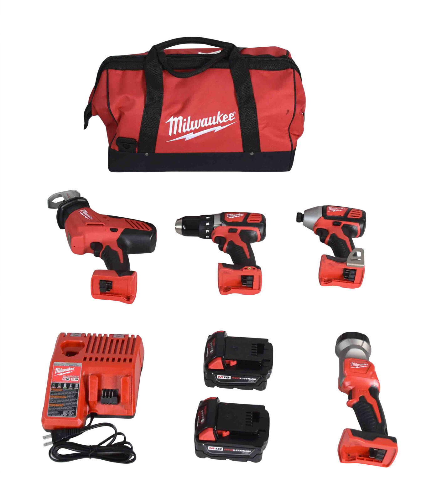 Milwaukee 2695-24 M18 18-Volt Cordless Lithium-Ion Brushless 4-Tool Combo Kit