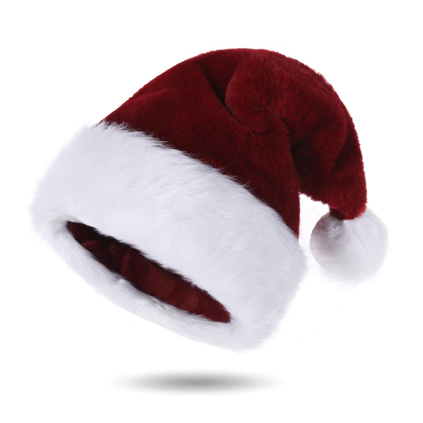 Tokforty Santa Hats, Wine Red and White Hats for Adult,