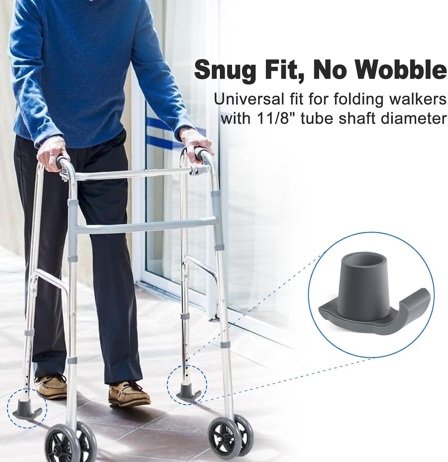 2-Pack Durable Walker Ski Glides - Easy Install for Safe Mobility on Any Surface