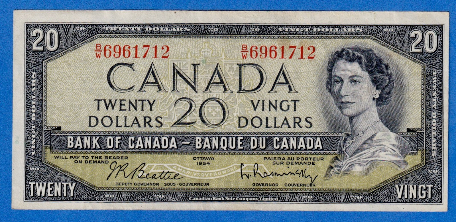 Canada $20 1954 BC-41b / P-80b - QE II - Circulated Note B/W 6961712