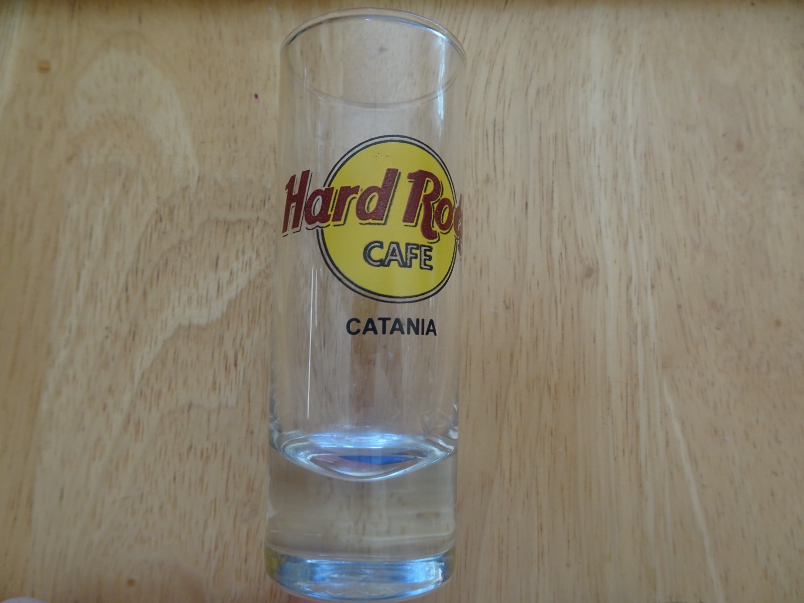 Hard Rock Cafe shot glass Catania Classic Yellow Large Cafe Logo #1