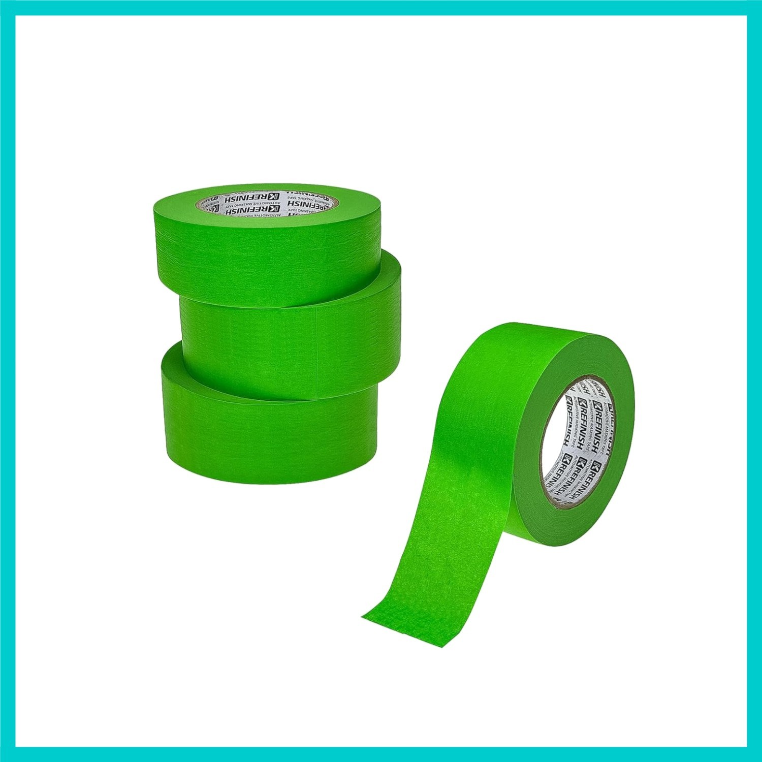 4 Rolls of Green Heat-Resistant Masking Tape for Automotive Precision Painting