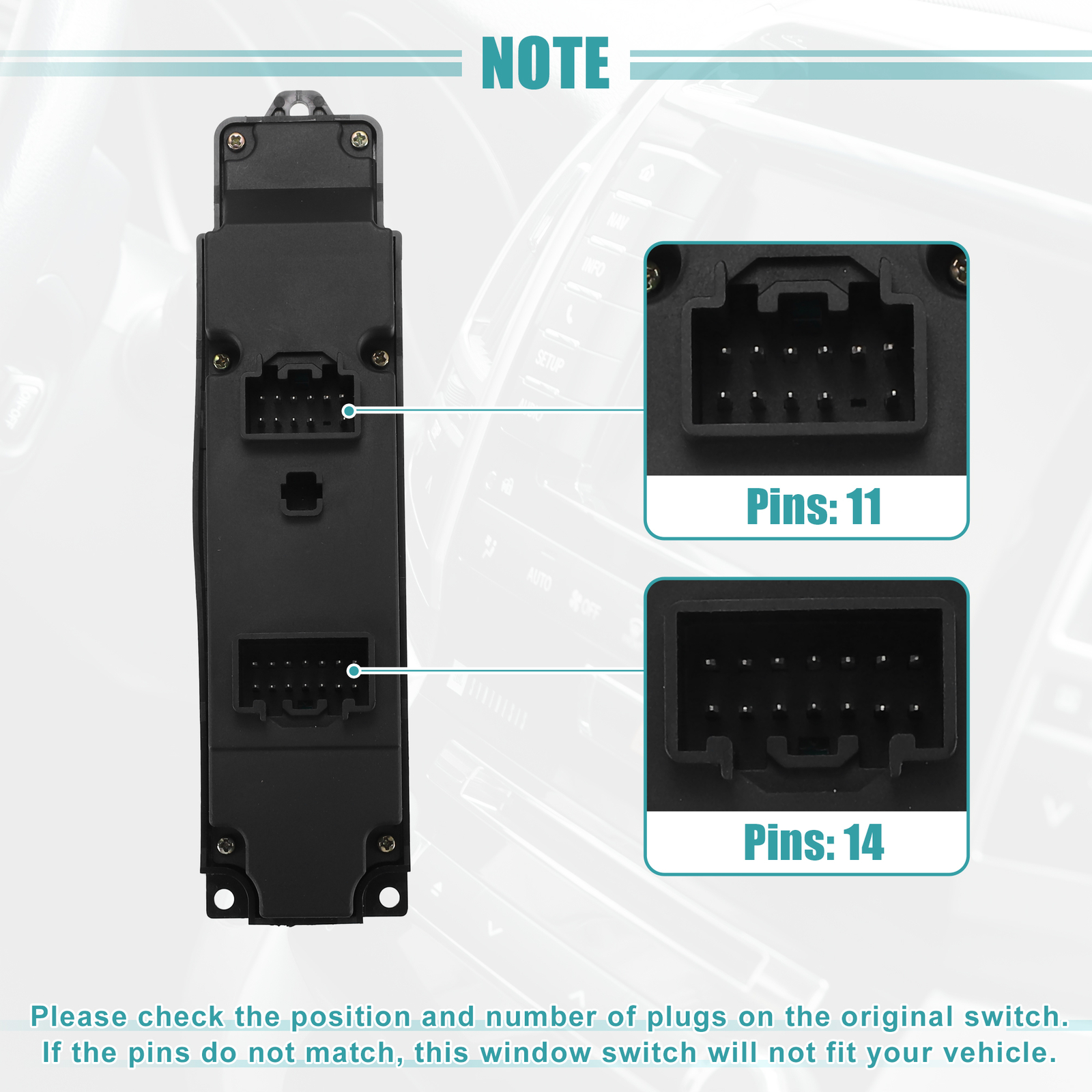 Pack (1) Front Left Driver Side Master Power Window Switch for Mazda 2 2011-2014