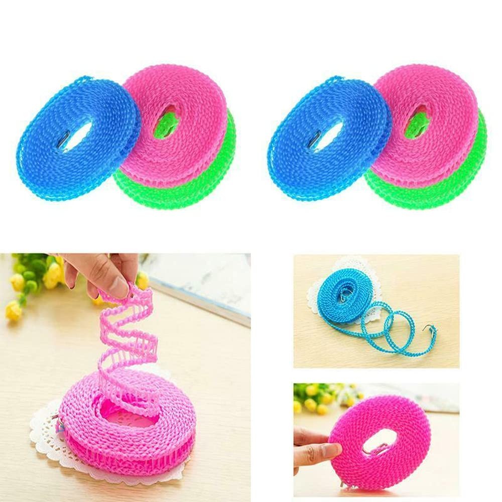 3 Pack Windproof Clothesline Adjustable Clothes Drying Rope Laundry Line