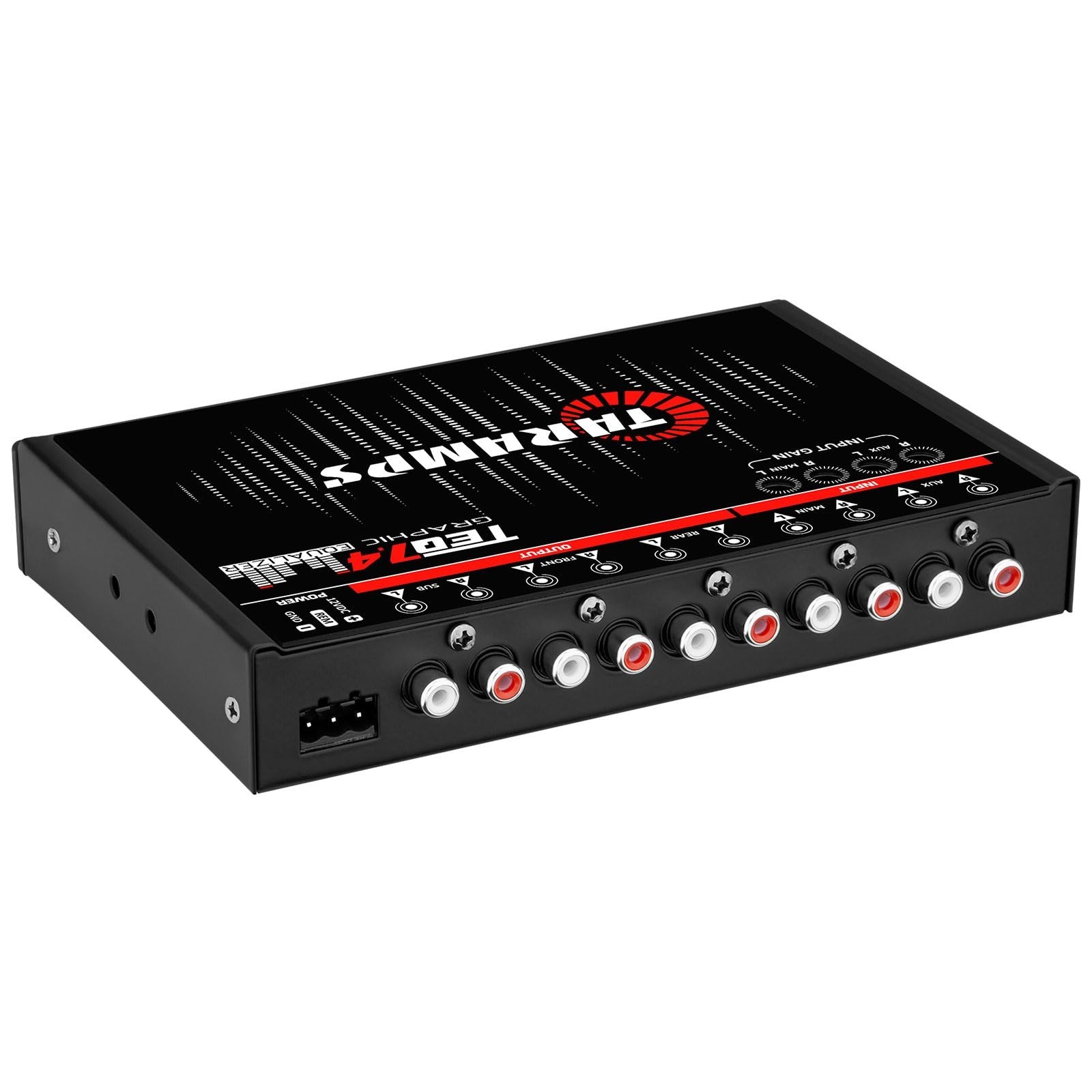 7-Band Graphic Equalizer for Car Audio, RCA Input/Output, Auxiliary Gain, Fader