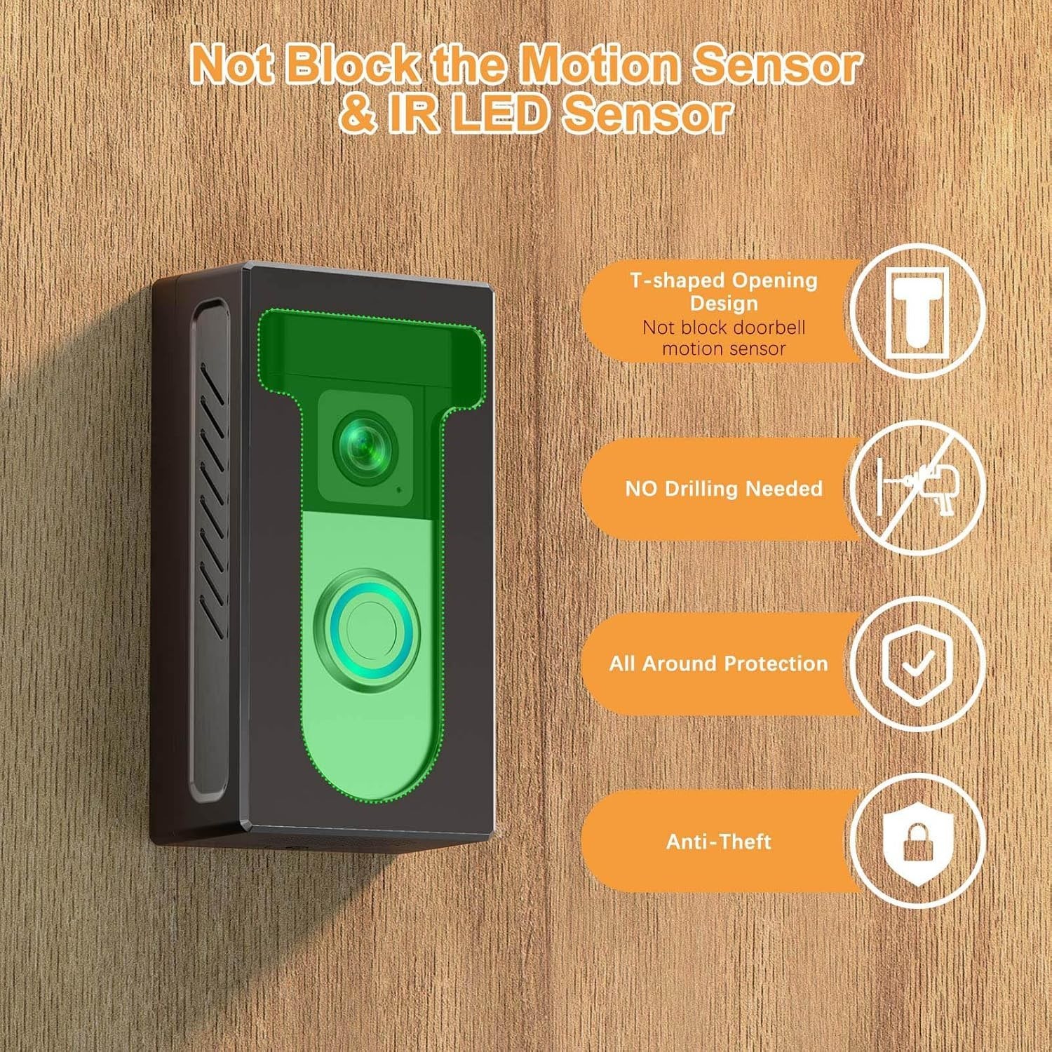 No Drill Adhesive Mount for Ring/Blink Video Doorbells - Effortless Security