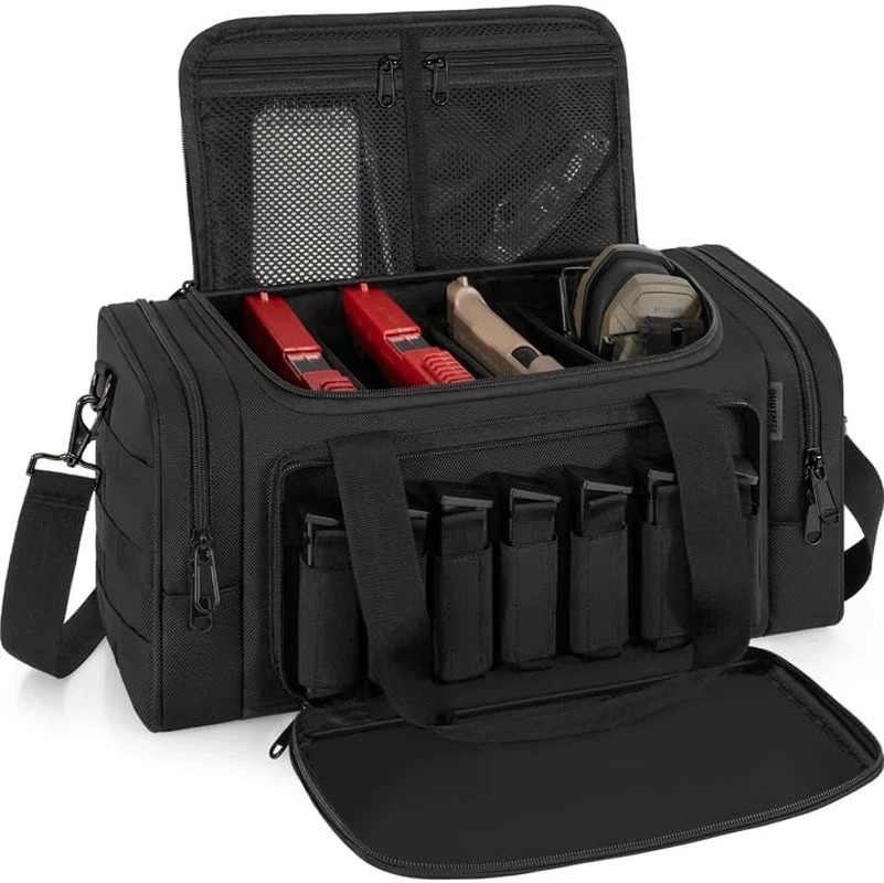 Tactical Pistol Range Case, Gun Range Bag for Pistols, Carrying Shooting Duffle