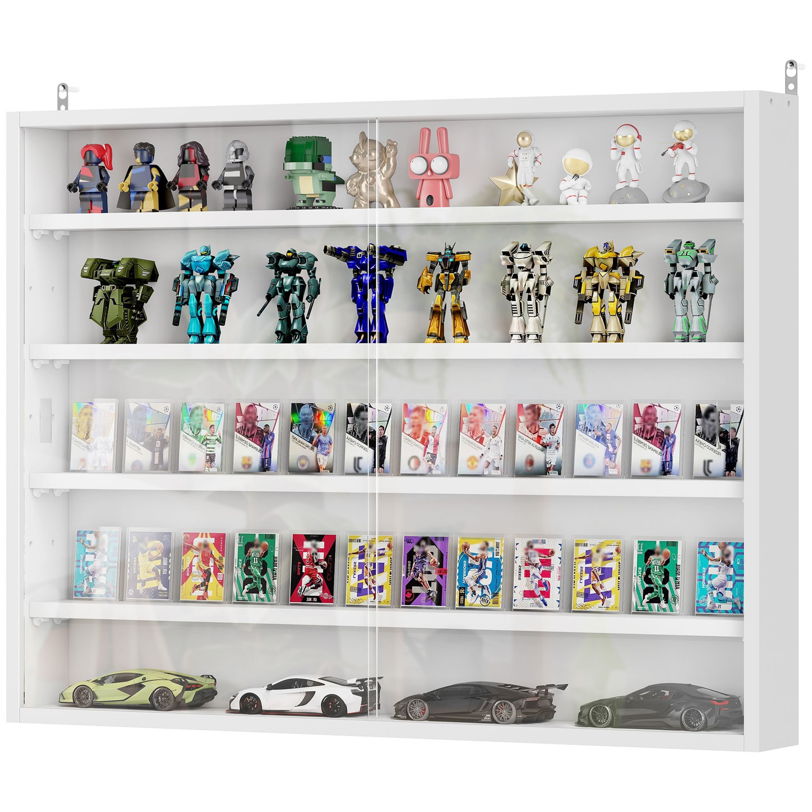 5-Tier Display Shelf Cabinet Wall-Mounted Miniature Figurine Case Organizer