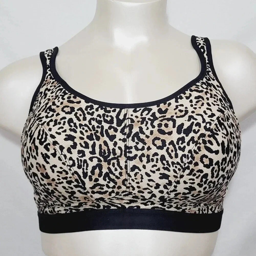 32H Felina 215152 Unity Unlined Wire Free Sports Bra Leopard Print NWT