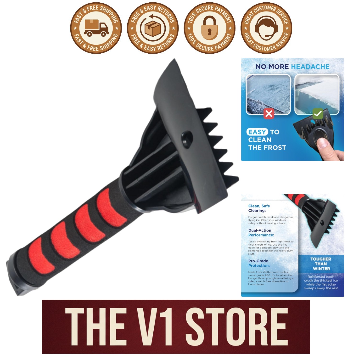 Ice Scraper with Reinforced Handle – Frost & Ice Crusher Tool