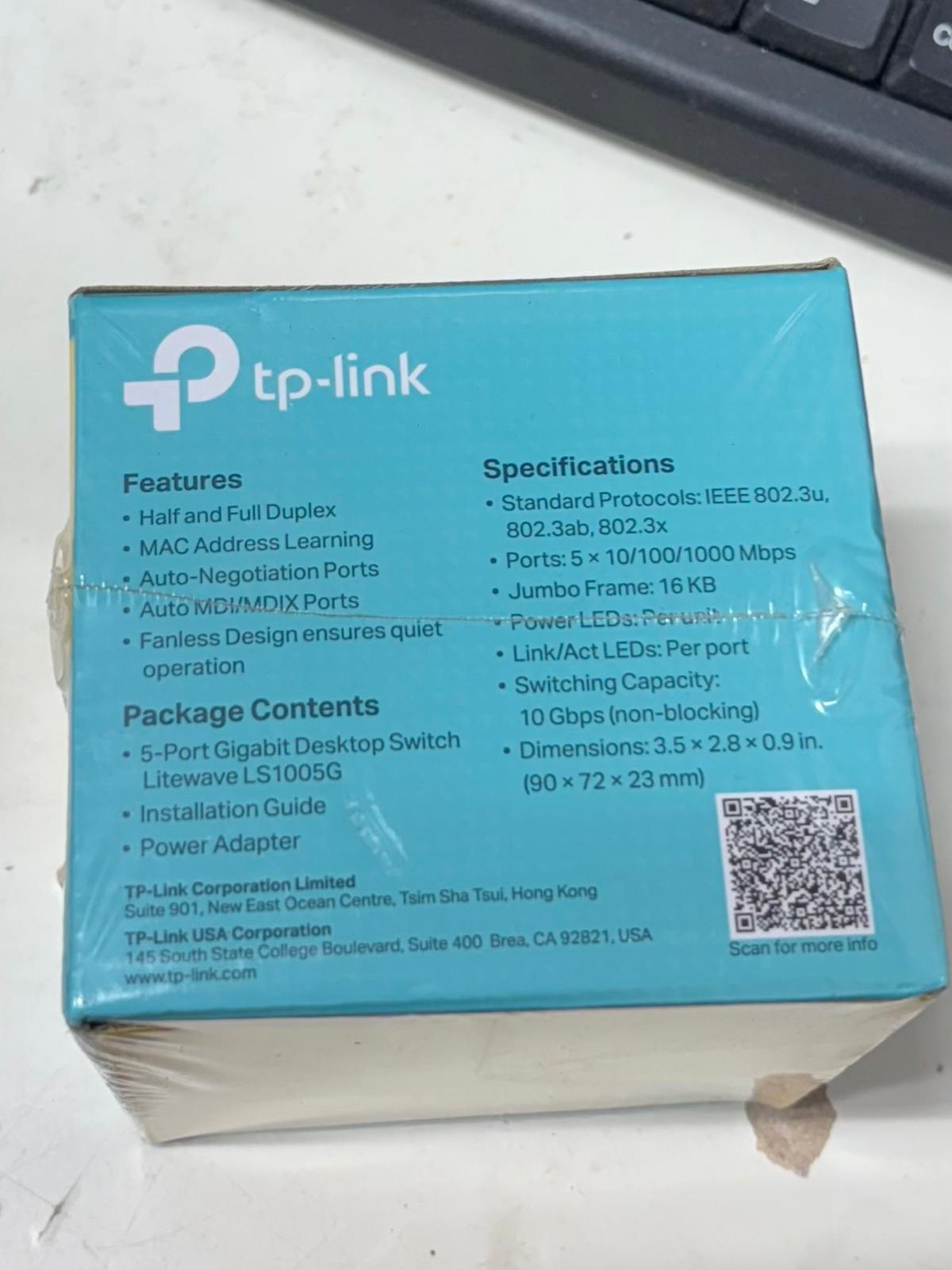 TP-LINK LS1005G 5-Port 10/100/1000Mbps Desktop Switch