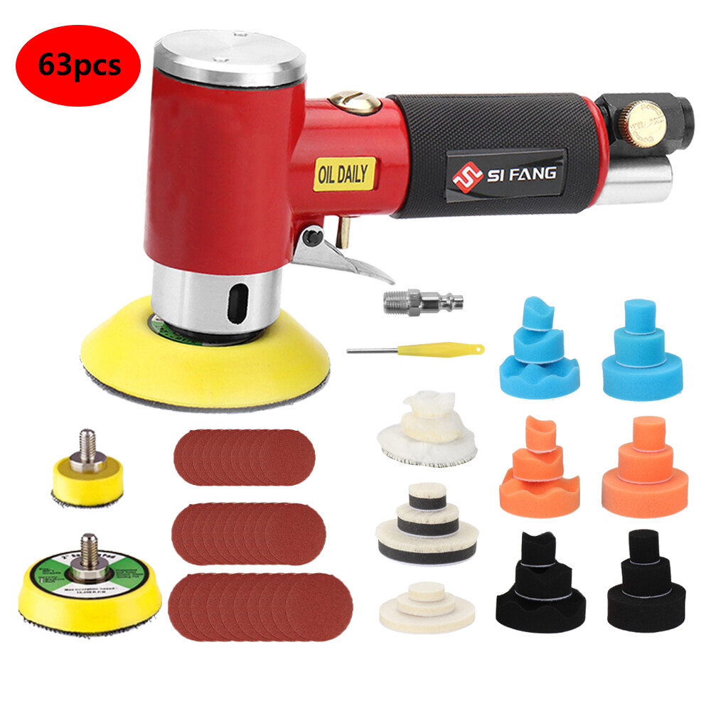 63PC 1 2 3 Inch Mini Orbital Sander DA Sander Air Dual Action Grinding Machine