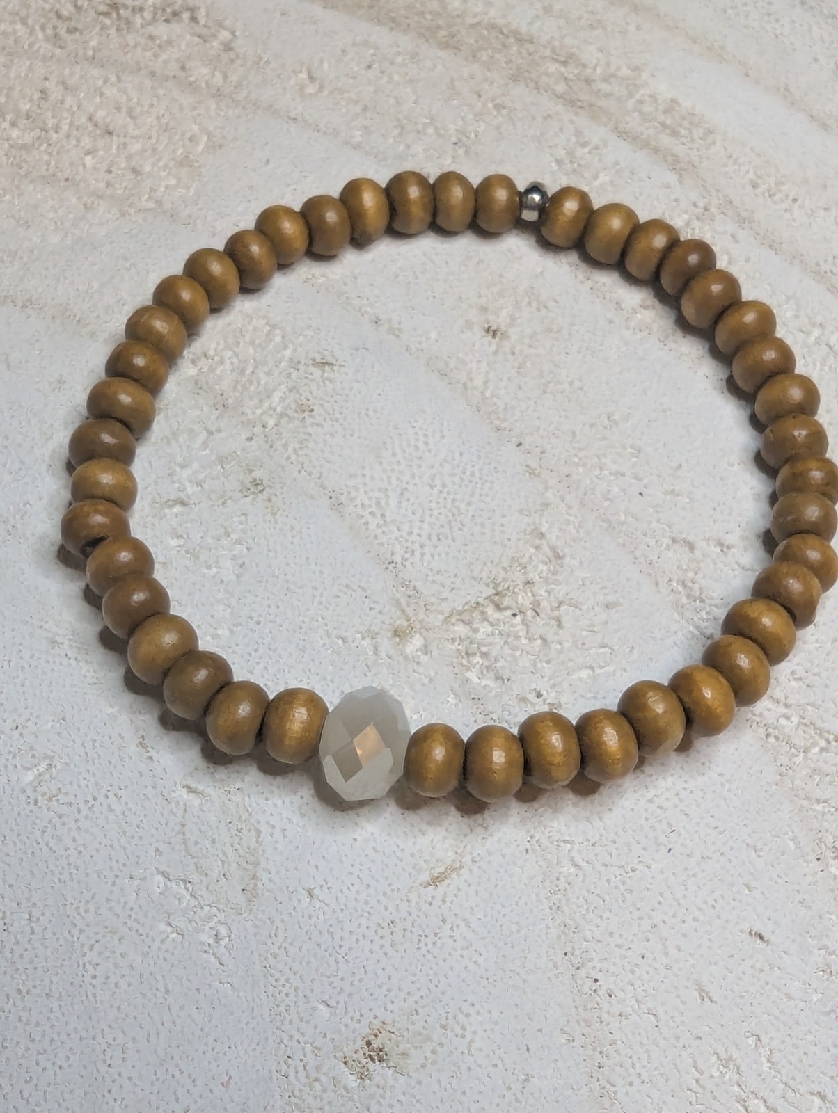 Handcrafted Beaded Wood Bracelet Round Brown Stackable Bohemian Unisex