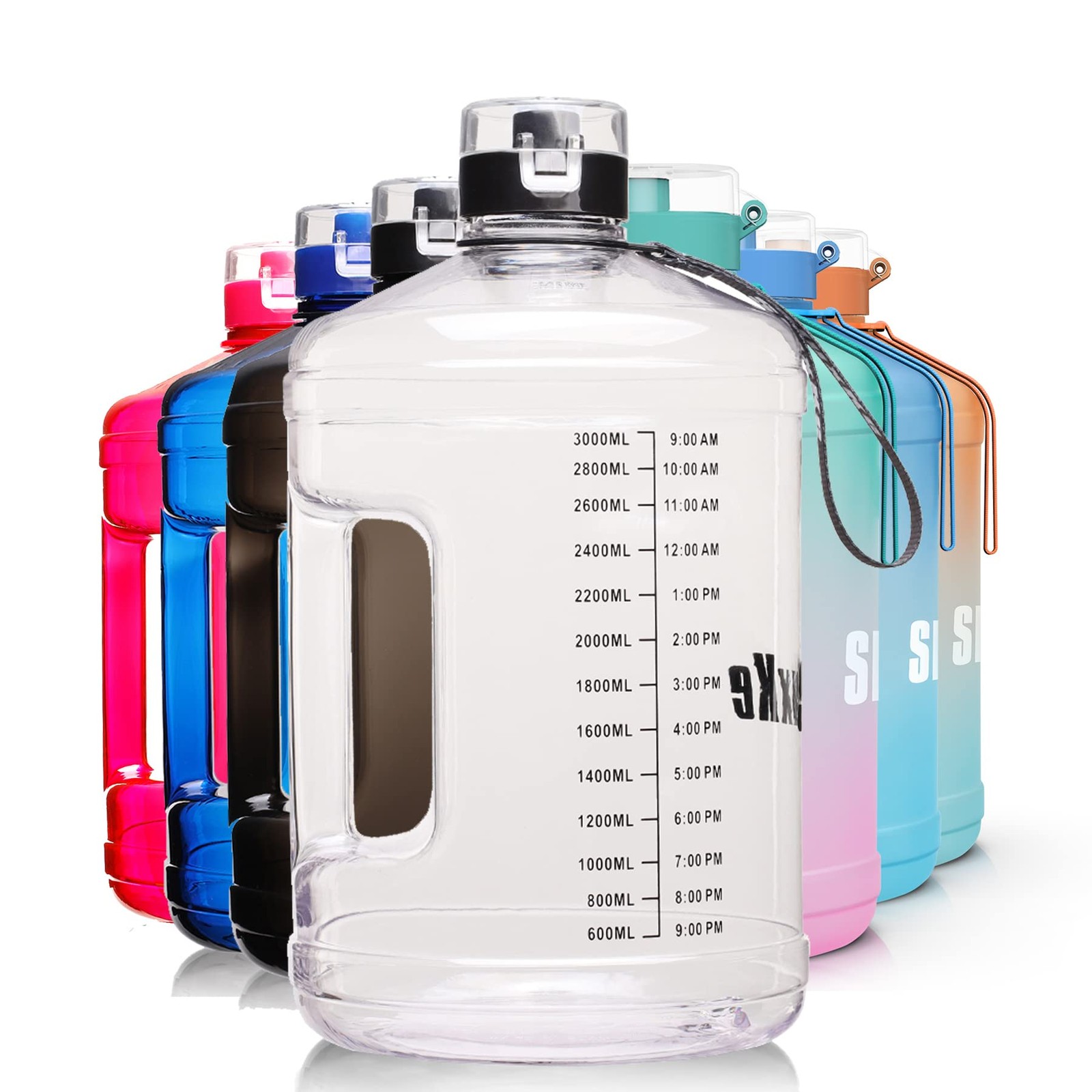 1 Gallon Water Bottle Portable Water Jug Fitness Sports Daily Water Bottle wi...