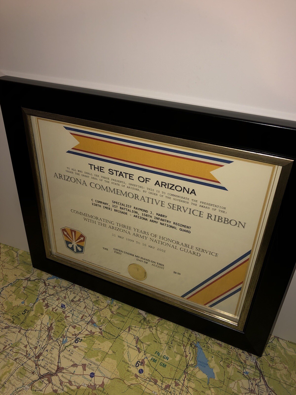 ARIZONA NATIONAL GUARD - COMMEMORATIVE SERVICE RIBBON CERTIFICATE