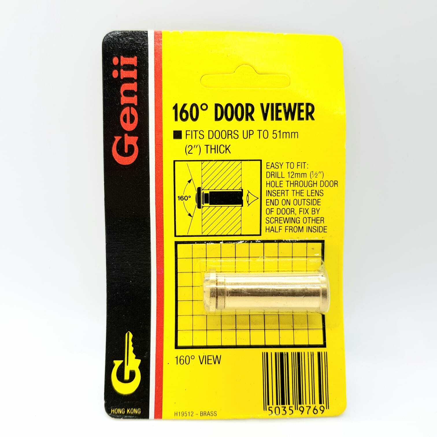 Adjustable Security Door Viewer Wide Angle 160 Brass Spy Peep Hole up to 51mm