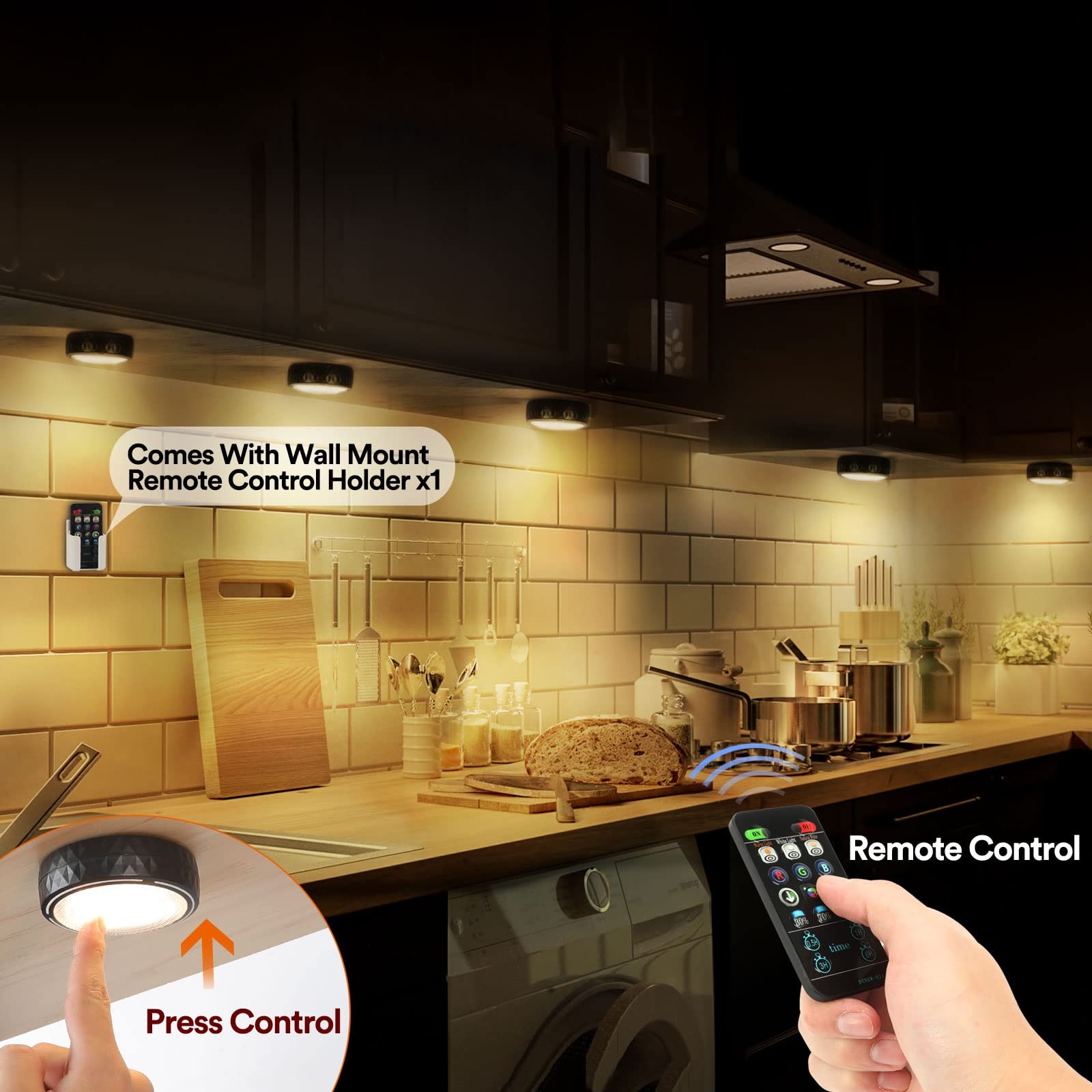 Puck Lights with Remote Control, Battery Operated Wireless Closet Light, Unde...