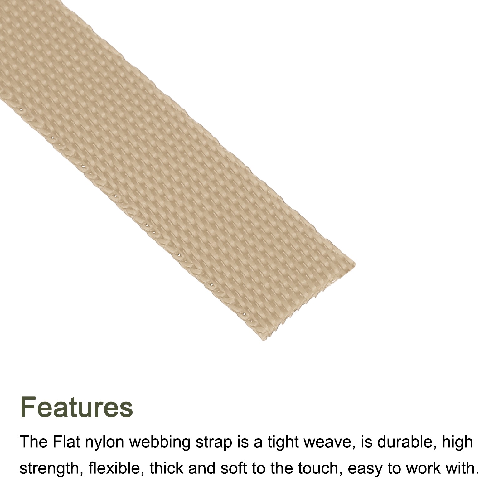 Flat Nylon Webbing Strap 3/8 Inch 50 Yards Apricot for Backpack