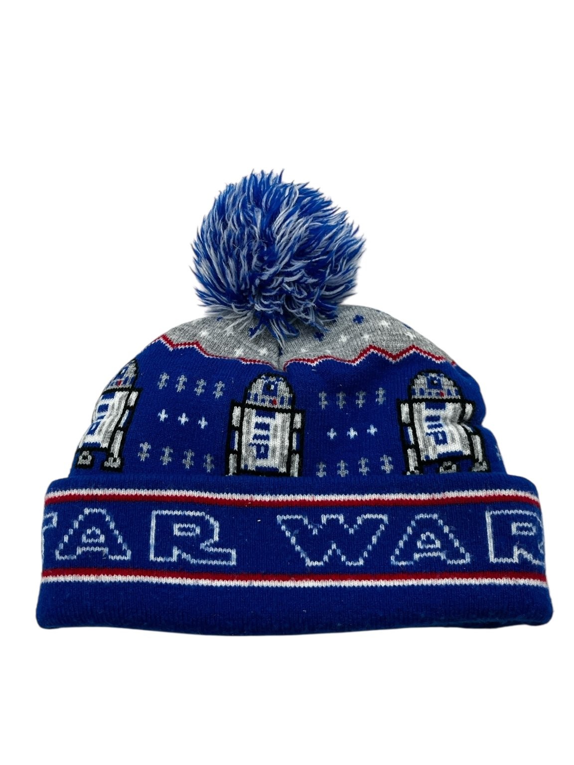 Star Wars Boys Knit Hat Blue Grey Toboggan R2-D2 Winter Beanie