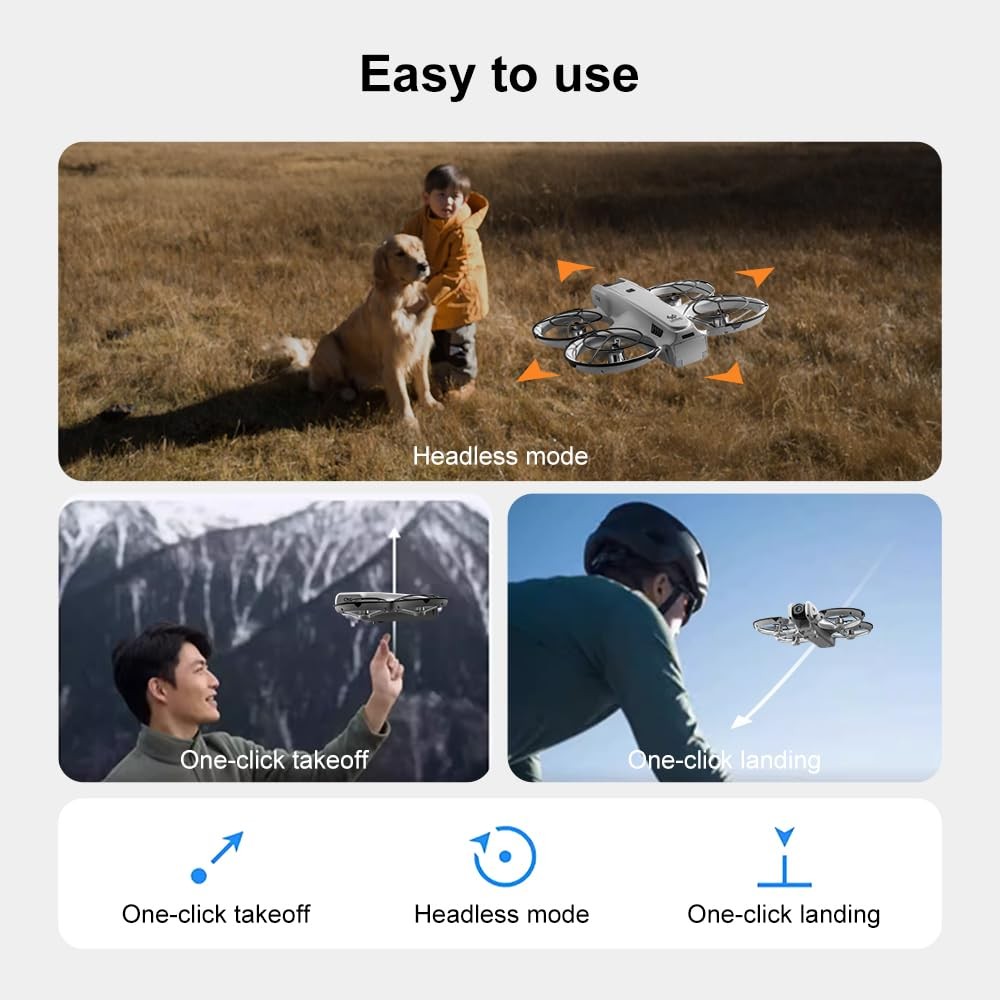 Hobby RC Drone with 180° Adjustable HD Camera & Large Screen Controller, Grey