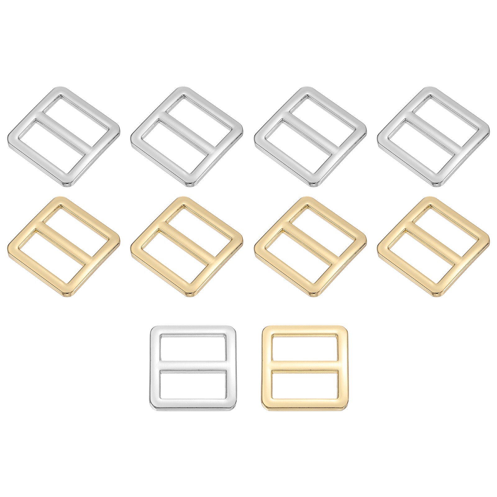 12Pcs Metal Tri-Glide Slides Buckles 3/4" Slide Buckles Light Gold/Silver