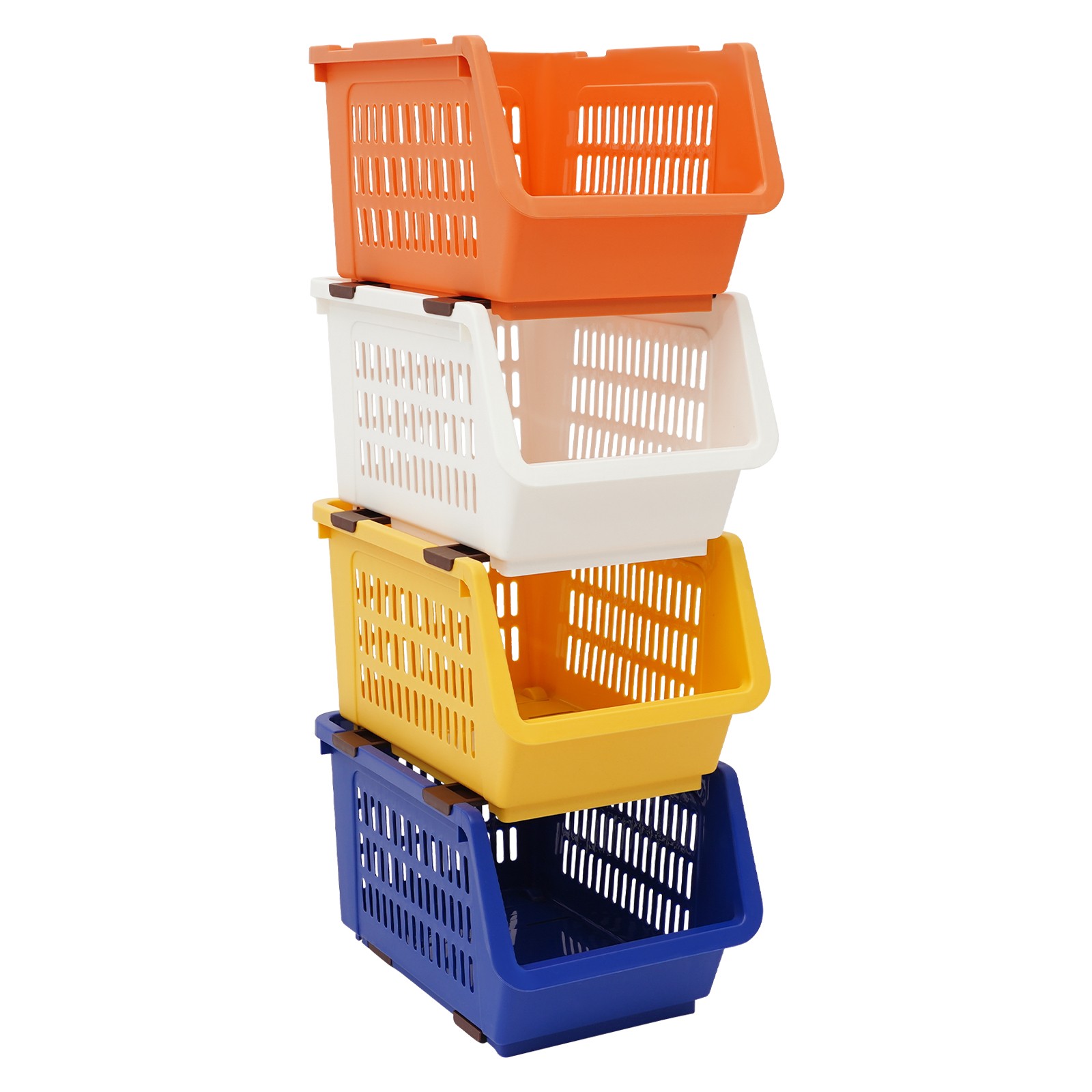 4 Pcs Versatile Stacking Storage Baskets Rectangular Stackable Storage Bins