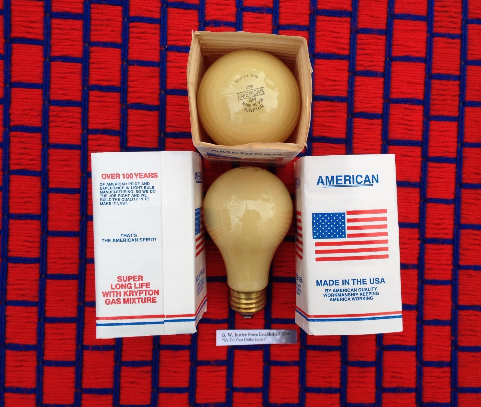 4 new USA bug yellow A19 sign 25w OUTDOOR 25 WATT LIGHT BULB 10,000 hr Bugaway