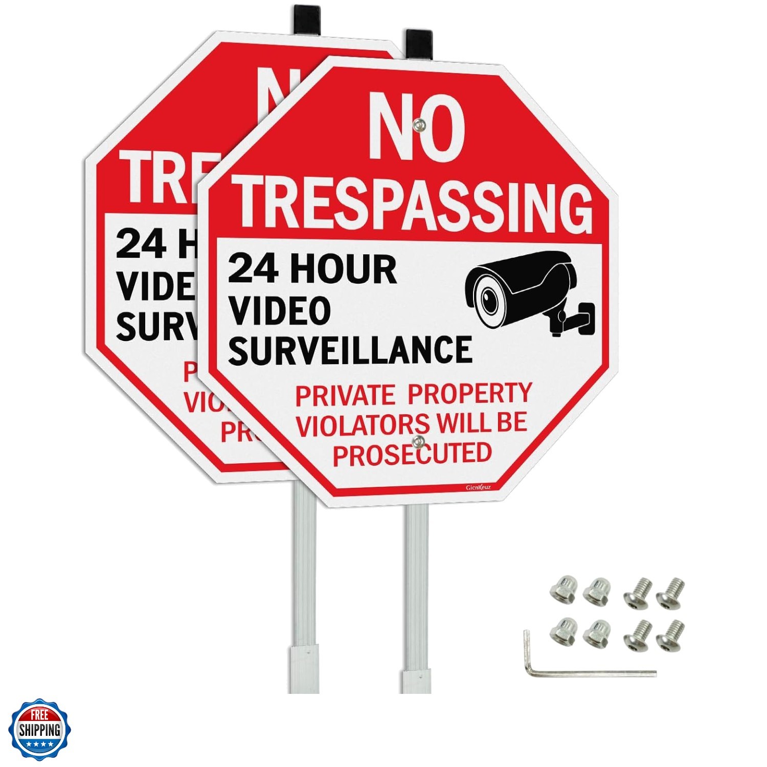 Large Video Surveillance Sign, No Trespassing Signs Private Property Sign wit...