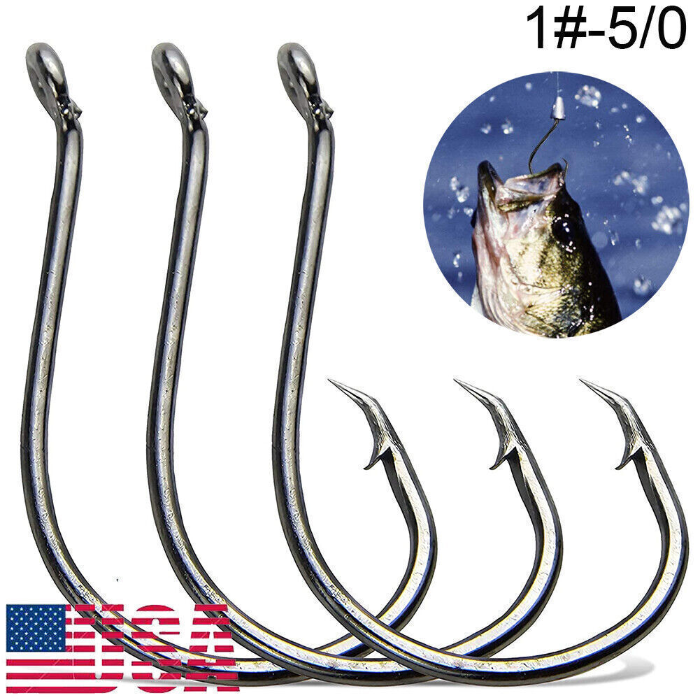 100pcs Circle Fishing Hooks 1# 1/0 5/0 Ultra Sharp Carbon Steel Octopus Offset