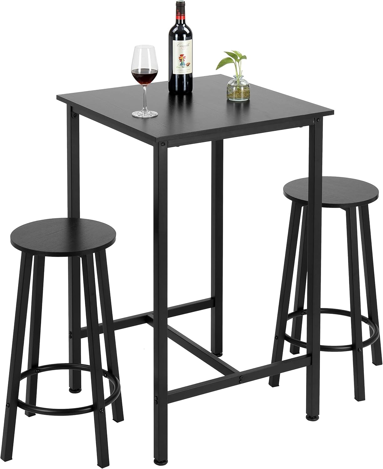 Bar Table Set 23.6" Pub Table High Top Table Square Bar Height Table Bar Table