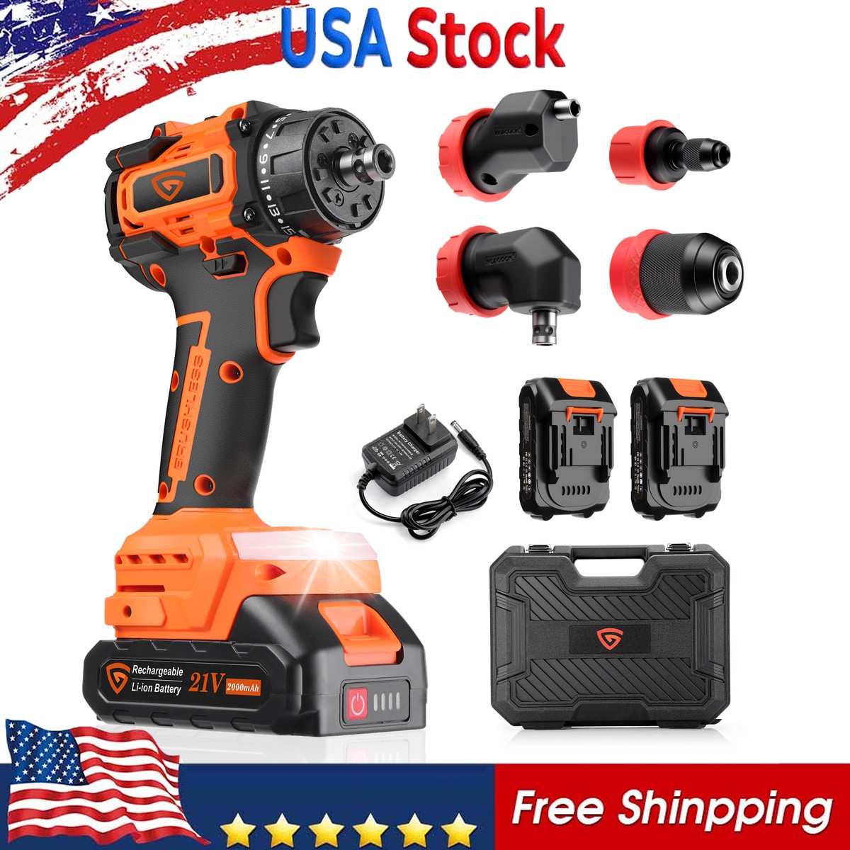 Electric Impact Wrench Dual-speed Variable 6.35 mm 6.35 mm Angle Attachment