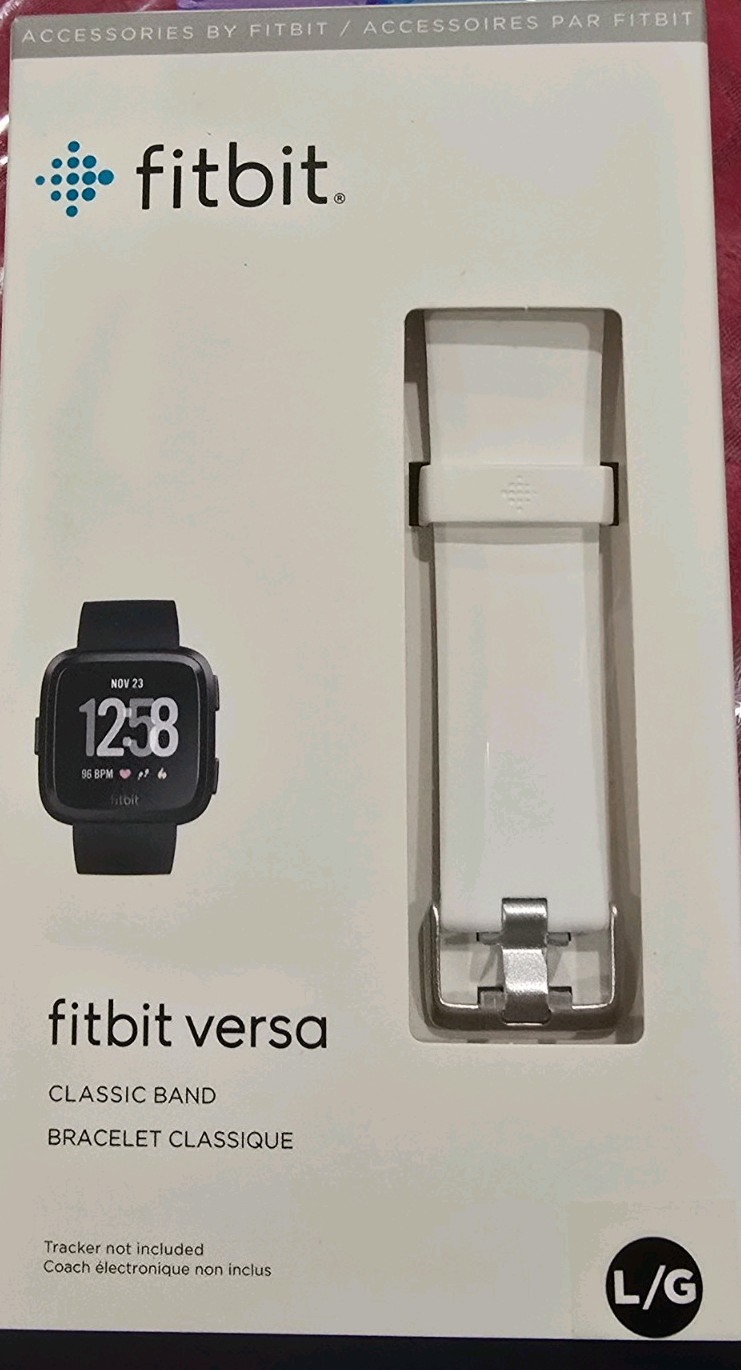 NWT $29.95 Fitbit Versa BAND ONLY Classic WHITE Large Brand New AUTHENTIC