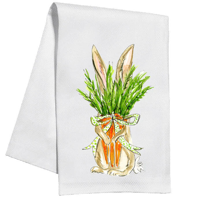Rosanne Beck Collections - Bunny Holding Carrots Kitchen Towel - 016-0648