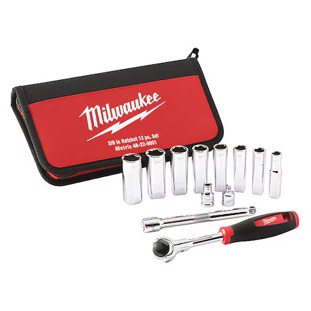 Milwaukee Tool 48-22-9001 3/8 In Drive Socket Wrench Set Metric 12 Pieces 10 Mm