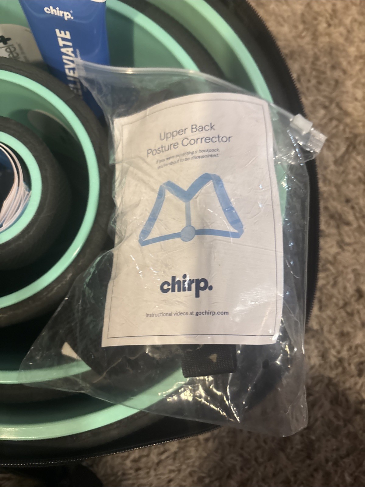 Chirp Wheel 4 Pc Back Roller Set w/ Upper Back Posture Corrector & Carry Case