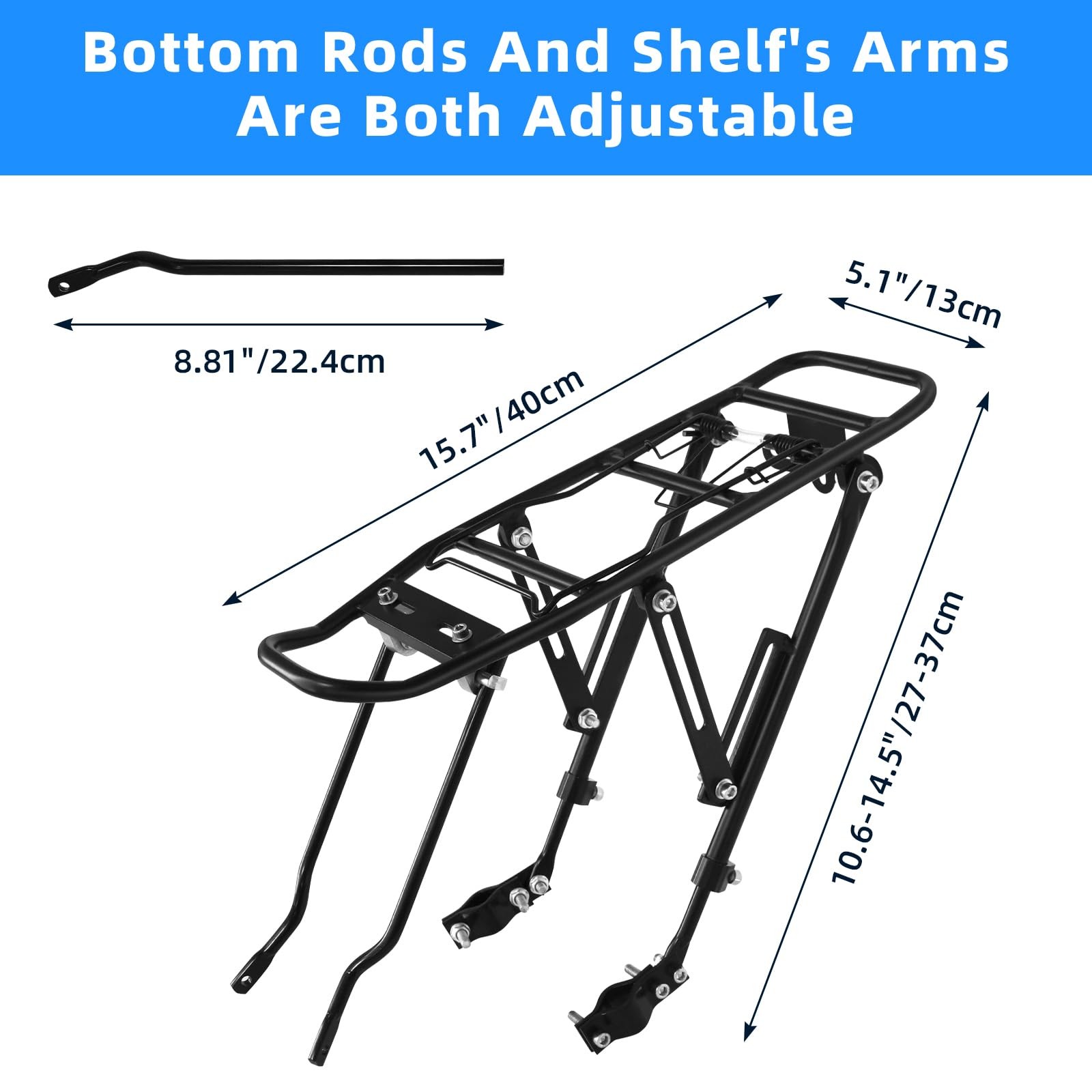 2025 Upgraded Generies Biking Universal Adjustable Bike Rear Rack, Bike Carri...